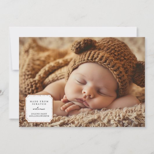 Schattige gemaakt van Scratch Label | 4 Foto Geboo Aankondiging (Voorkant)