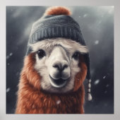 Schattige gember alpaca dragen beanie poster (Voorkant)