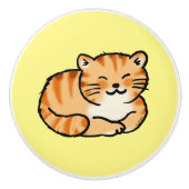 schattige gember en witte kat keramische knop (Voorkant)