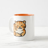 schattige gember en witte kat tweekleurige koffiemok (Voorkant links)