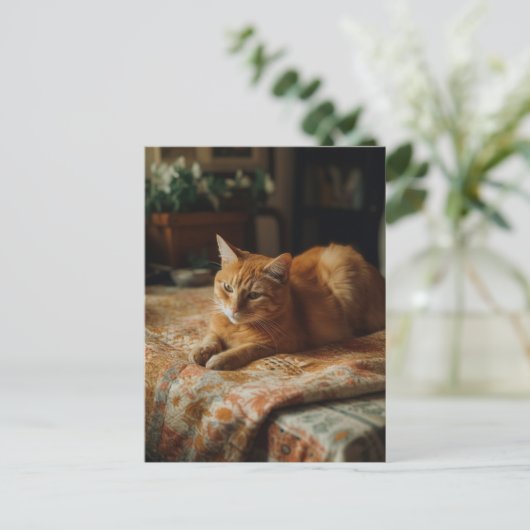 Schattige gember Kat Briefkaart (Staand voorkant)