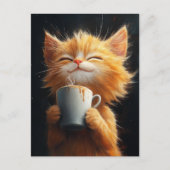 Schattige gember Kat met een kopje koffie Briefkaart (Voorkant)