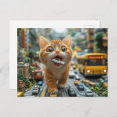 Schattige gemberkat eet een auto briefkaart (Voorkant / Achterkant)