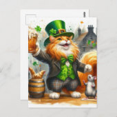 Schattige gemberkat en een muis met bierst. pats briefkaart (Voorkant / Achterkant)