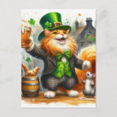 Schattige gemberkat en een muis met bierst. pats briefkaart (Voorkant)