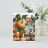 Schattige gemberkat en een muis met bierst. pats briefkaart (Staand voorkant)