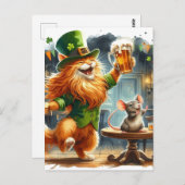 Schattige gemberkat en een muis met bierst. pats briefkaart (Voorkant / Achterkant)
