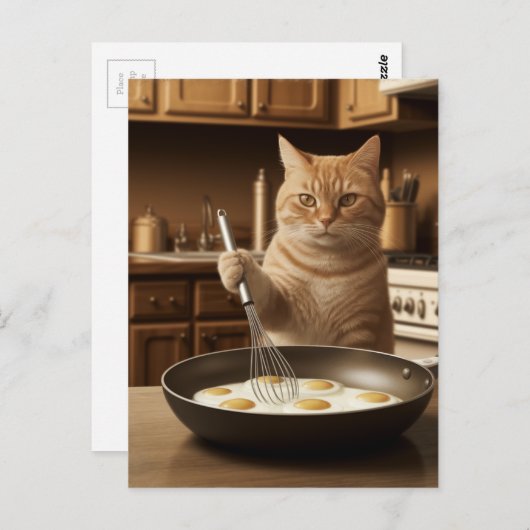 Schattige gemberkat kookeitjes voor het ontbijt briefkaart (Voorkant / Achterkant)