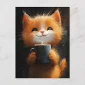 Schattige gemberkat met een kopje koffie briefkaart (Voorkant)
