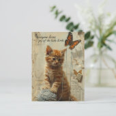 Schattige gemberkitten met gemengde vlindermedia briefkaart (Staand voorkant)