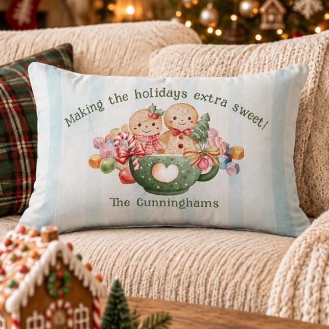 Schattige Gemberkoek Kerst Persoonlijk Kussen (Creator heeft geüpload)