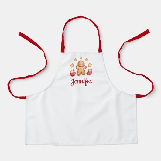 Schattige Gemberkoek Man Kerst Kinderen Schort (Voorkant)