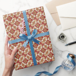 Schattige Gemberkoek Man Patchwork Kerstmis Cadeaupapier