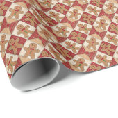 Schattige Gemberkoek Man Patchwork Kerstmis Cadeaupapier (Rol Hoek)