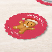 Schattige Gemberkoekman met Kerstmuts - Kartonnen Onderzetters (Gekanteld)