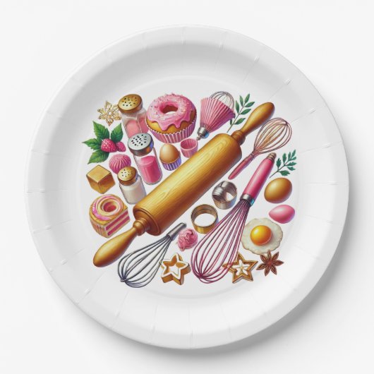 Schattige gemengd bakkersfeest papieren bordje (Voorkant)