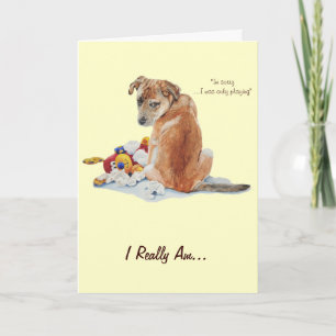 schattige gemengde bruine puppy sorry kaart