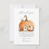 Schattige Gender Neutraal Script Halloween Baby sh Bedankkaart (Voorkant)