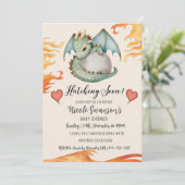 Schattige Gender Neutral Dragon Egg Baby shower Kaart (Staand voorkant)