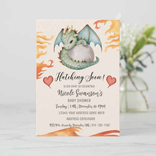 Schattige Gender Neutral Dragon Egg Baby shower Kaart (Staand voorkant)