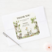 Schattige Gender Neutral Woodland Baby shower Dank Vierkante Sticker (Envelop)