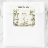 Schattige Gender Neutral Woodland Baby shower Dank Vierkante Sticker (Tas)