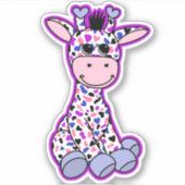 Schattige Genderfluid Pride Flag Giraffe Roze Paar Sticker (Voorkant)