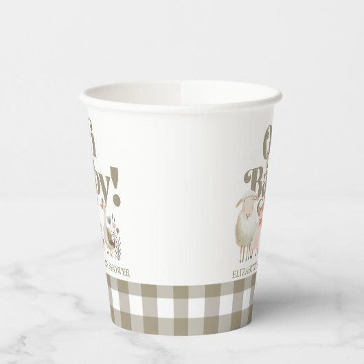 Schattige Genderneutraal Baby Boerderijdieren Baby Papieren Bekers (Links)