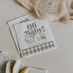 Schattige Genderneutraal Baby Boerderijdieren Baby Servet