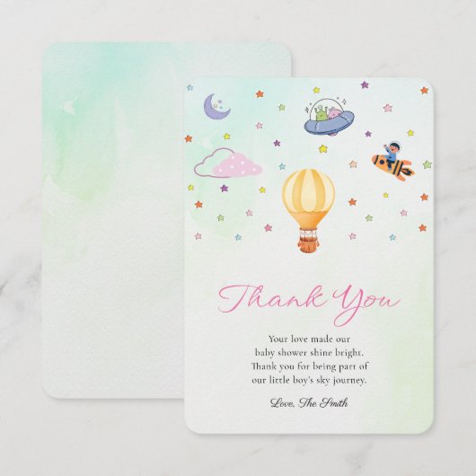 Schattige genderneutraal Baby shower bedankpas Bedankkaart (Voorkant / Achterkant)