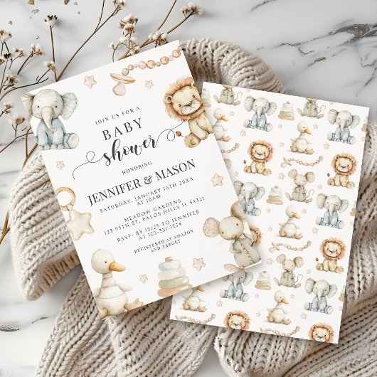 Schattige genderneutraal Baby shower voor kinderda Kaart