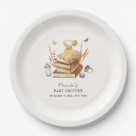 Schattige Genderneutraal Boho Book Mouse Baby show Papieren Bordje