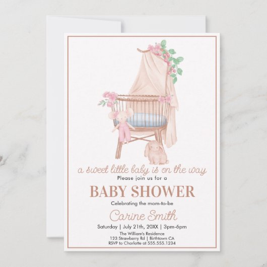 Schattige genderneutraal Boho Greenery Baby shower Kaart (Voorkant)