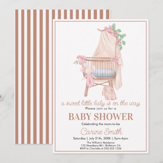 Schattige genderneutraal Boho Greenery Baby shower Kaart (Voorkant / Achterkant)