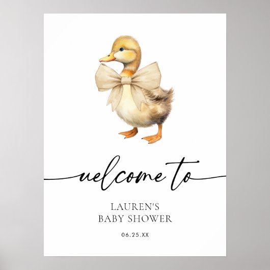 Schattige genderneutraal eendenBaby shower welkom Poster (Voorkant)