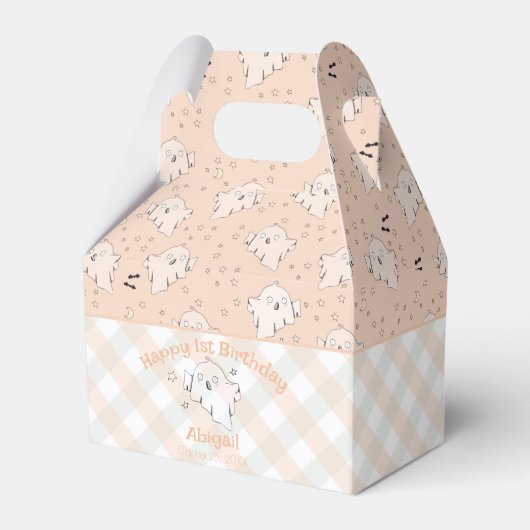 Schattige genderneutraal eerste verjaardag Hallowe Bedankdoosjes (Voorkant Zijde)