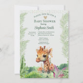 Schattige genderneutraal groen Giraffe Baby shower Kaart (Voorkant)