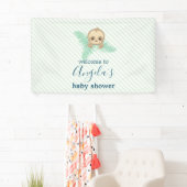 Schattige Genderneutraal Groene Baby Sloth Baby sh Spandoek (Insitu)