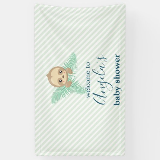 Schattige Genderneutraal Groene Baby Sloth Baby sh Spandoek (Verticaal)