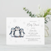 Schattige genderneutraal pinguïn-Baby shower Kaart (Staand voorkant)