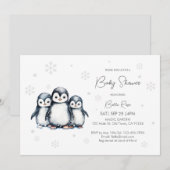 Schattige genderneutraal pinguïn-Baby shower Kaart (Voorkant / Achterkant)