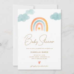 Schattige genderneutraal regenboog Baby shower Kaart