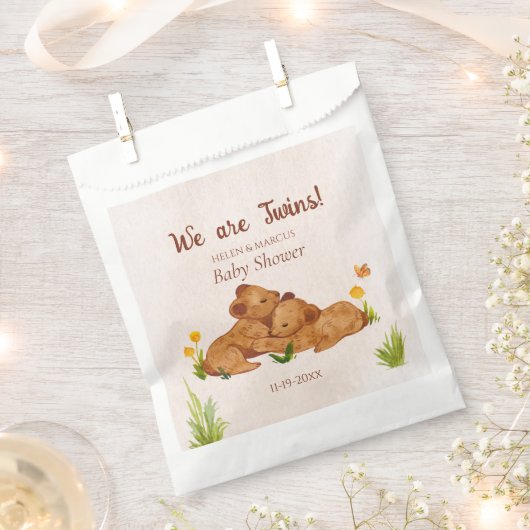 Schattige genderneutraal tweeling Baby shower Bedankzakje (Geknipt)