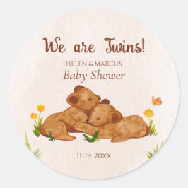 Schattige genderneutraal tweeling Baby shower Ronde Sticker