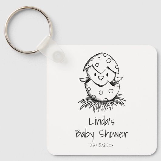 Schattige genderneutraal vogelBaby shower Sleutelhanger (Voorkant)