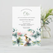 Schattige genderneutraal Waterverf Duck verjaardag Kaart (Staand voorkant)