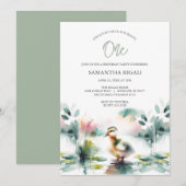 Schattige genderneutraal Waterverf Duck verjaardag Kaart (Voorkant / Achterkant)