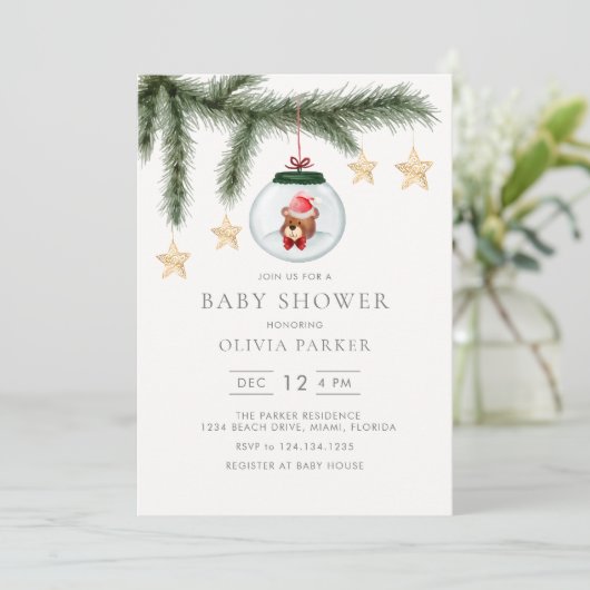Schattige genderneutraal winter Baby shower Kaart (Staand voorkant)