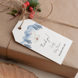 Schattige genderneutraal winterpoolBeer Baby showe Cadeaulabel