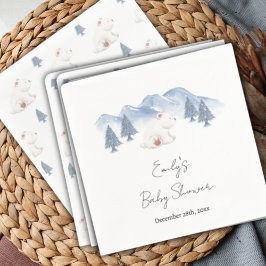 Schattige genderneutraal winterpoolBeer Baby showe Servet